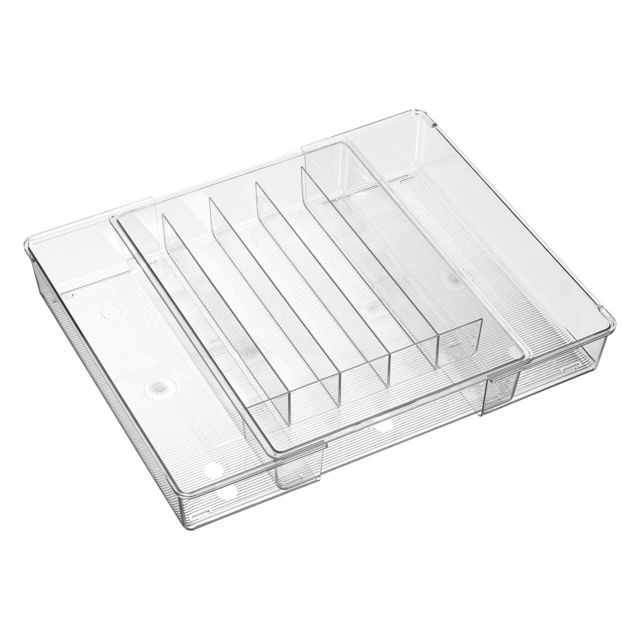 mDesign Dual Expandable 6-Section Kitchen Drawer Utensil Tray - Clear